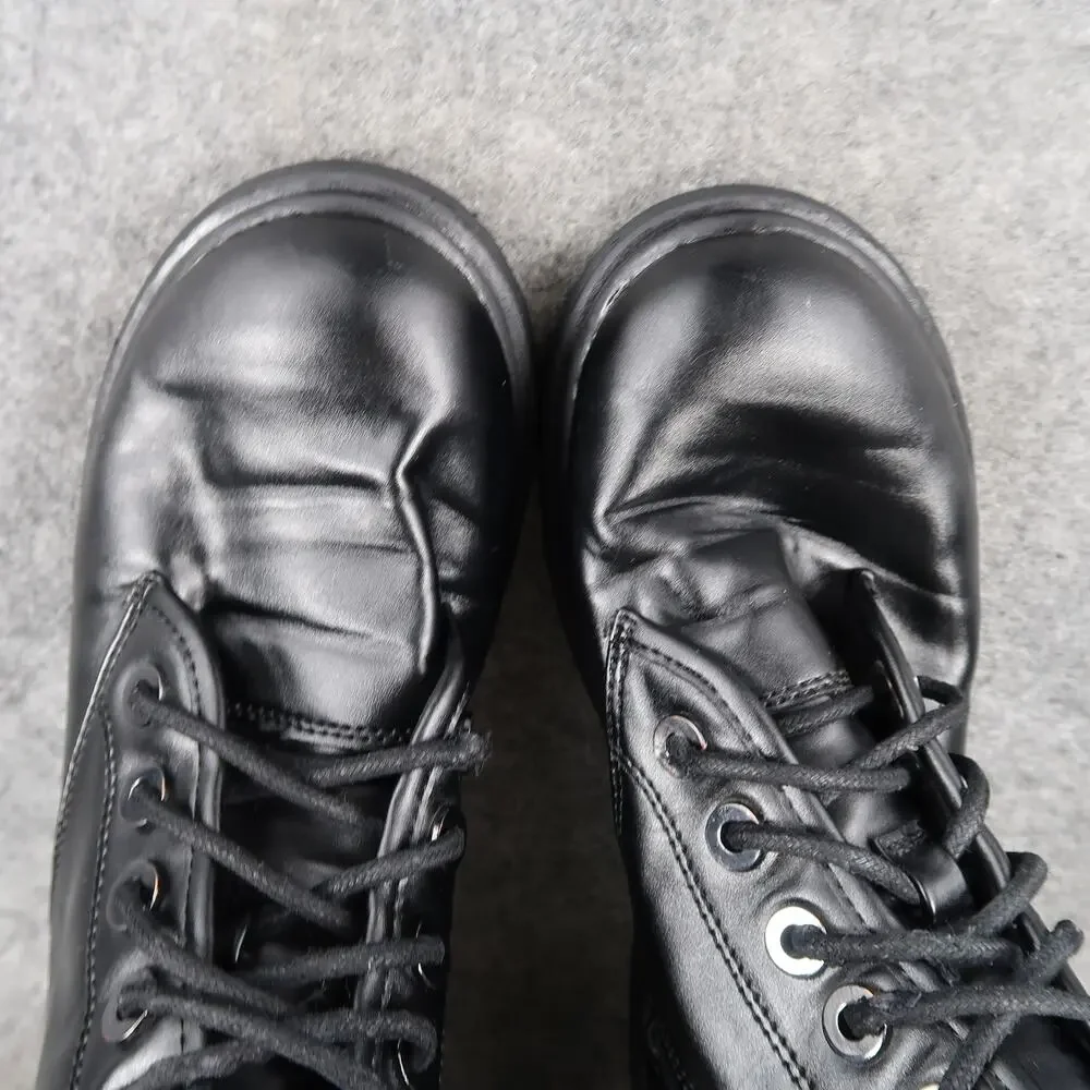 Steve Madden Shoes Kids 4 Boots Combat Black Lace Up Side Zip Round Toe Shortie